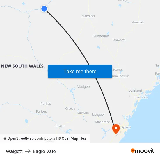 Walgett to Eagle Vale map