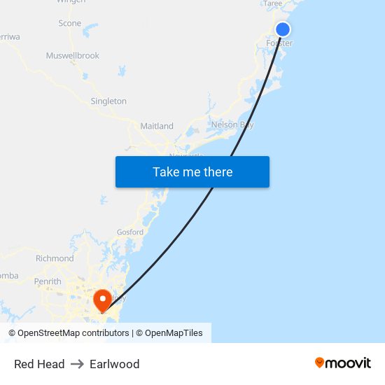 Red Head to Earlwood map