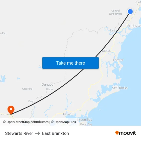 Stewarts River to East Branxton map