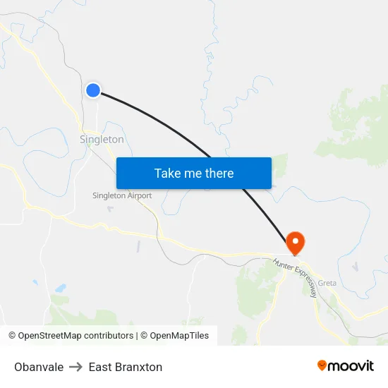 Obanvale to East Branxton map