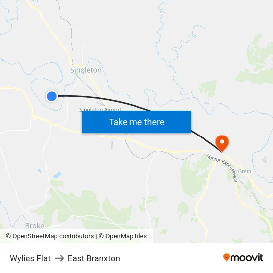 Wylies Flat to East Branxton map