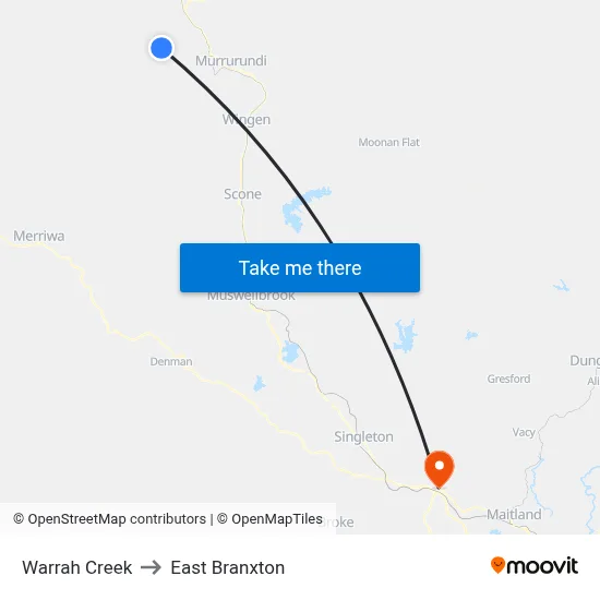 Warrah Creek to East Branxton map