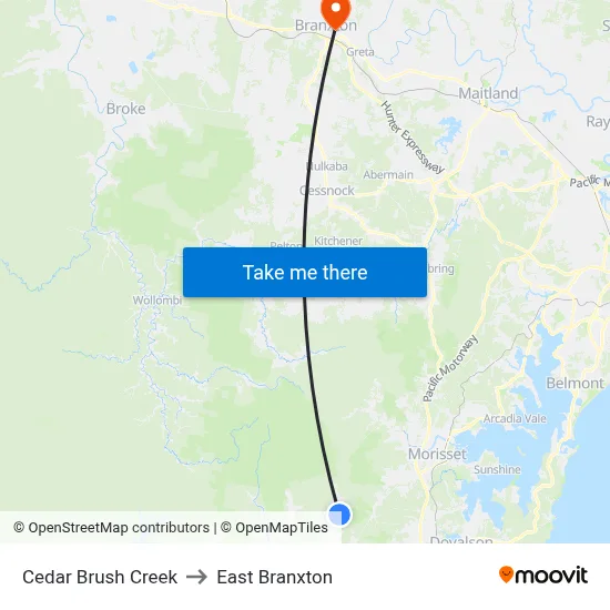 Cedar Brush Creek to East Branxton map