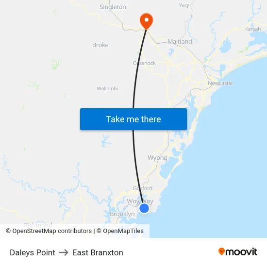 Daleys Point to East Branxton map