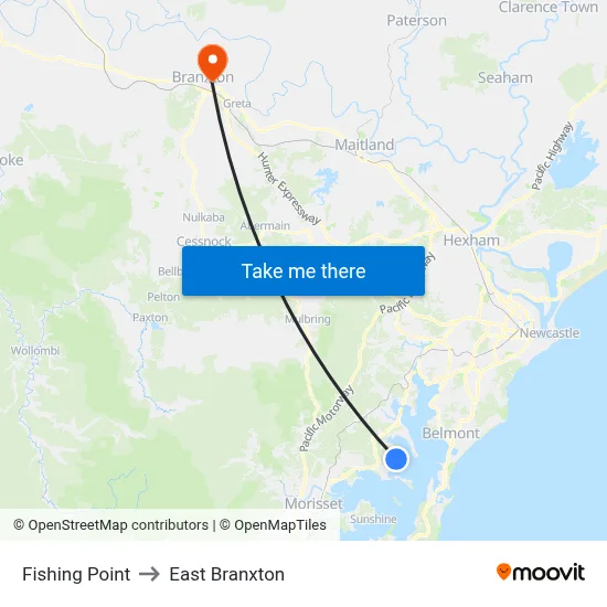 Fishing Point to East Branxton map