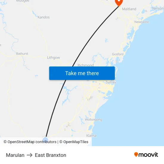 Marulan to East Branxton map