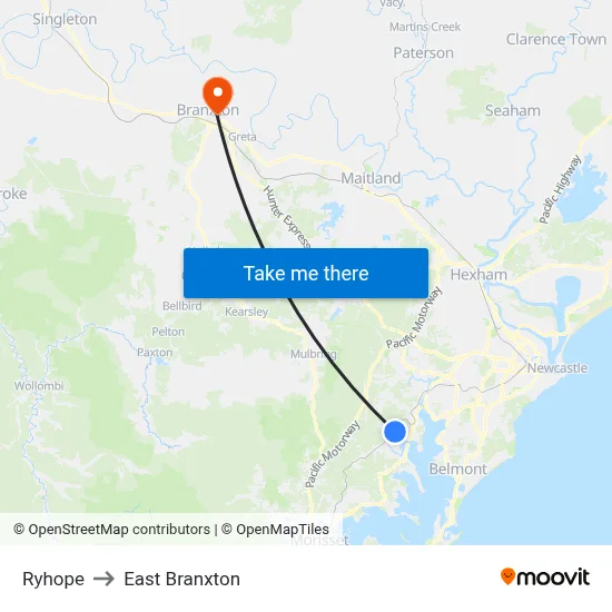 Ryhope to East Branxton map