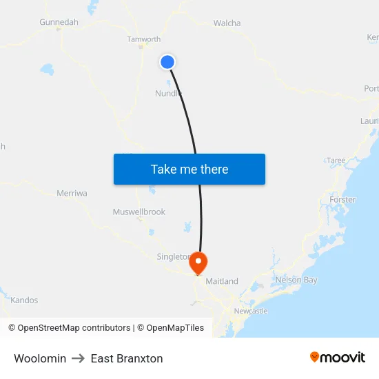 Woolomin to East Branxton map