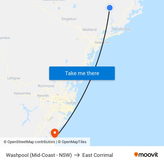 Washpool (Mid-Coast - NSW) to East Corrimal map