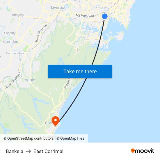 Banksia to East Corrimal map