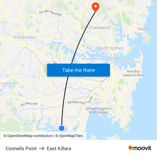 Connells Point to East Killara map