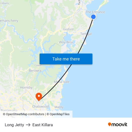 Long Jetty to East Killara map