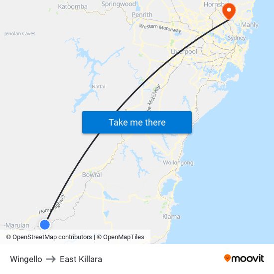 Wingello to East Killara map