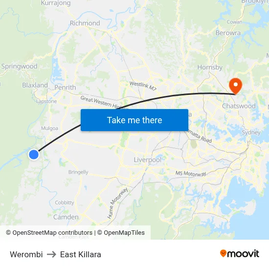 Werombi to East Killara map