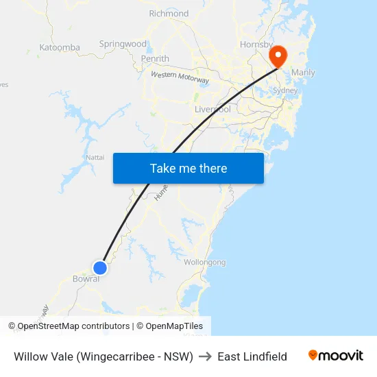 Willow Vale (Wingecarribee - NSW) to East Lindfield map