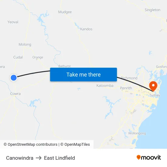 Canowindra to East Lindfield map