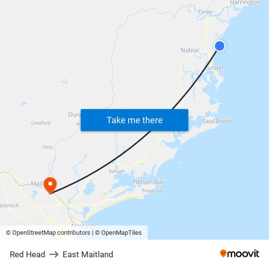 Red Head to East Maitland map