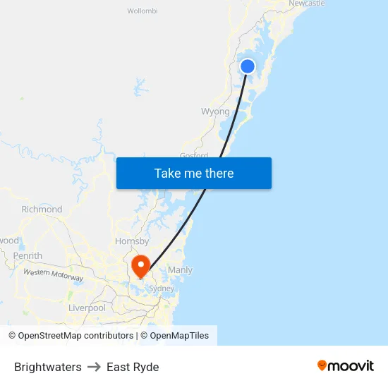 Brightwaters to East Ryde map