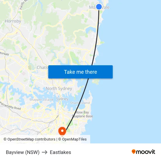 Bayview (NSW) to Eastlakes map