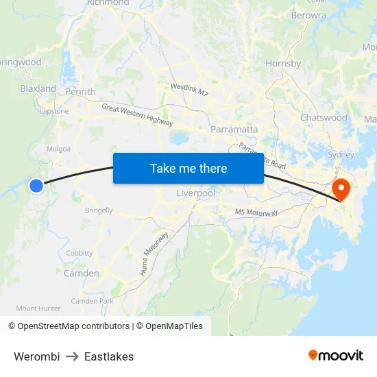 Werombi to Eastlakes map
