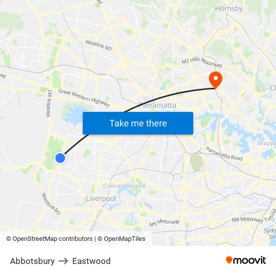 Abbotsbury to Eastwood map