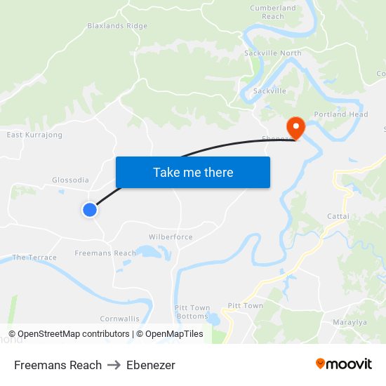 Freemans Reach to Ebenezer map