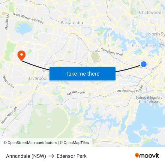 Annandale (NSW) to Edensor Park map