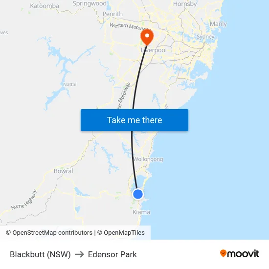 Blackbutt (NSW) to Edensor Park map