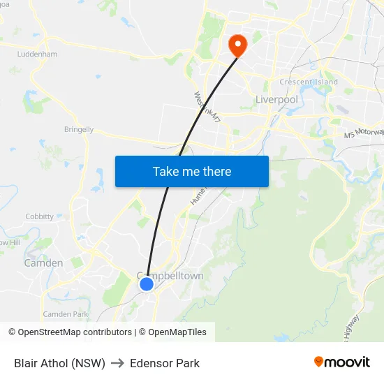 Blair Athol (NSW) to Edensor Park map