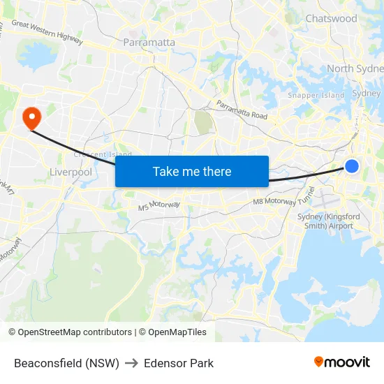 Beaconsfield (NSW) to Edensor Park map