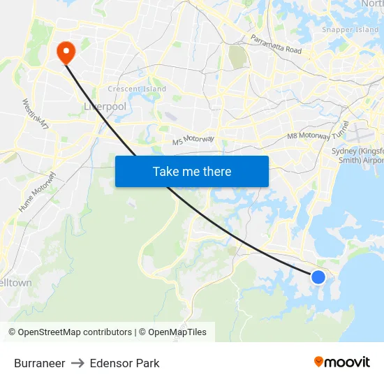 Burraneer to Edensor Park map