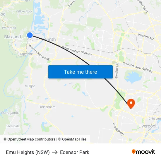 Emu Heights (NSW) to Edensor Park map