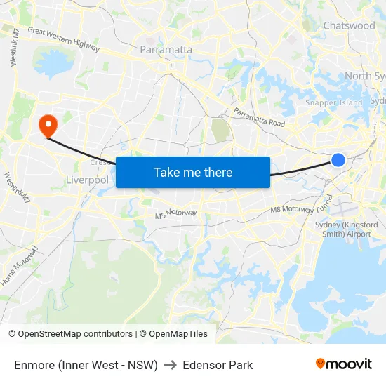 Enmore (Inner West - NSW) to Edensor Park map