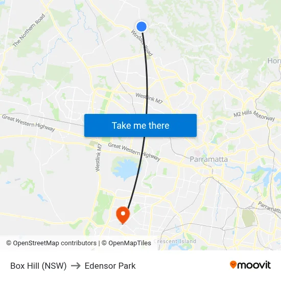 Box Hill (NSW) to Edensor Park map