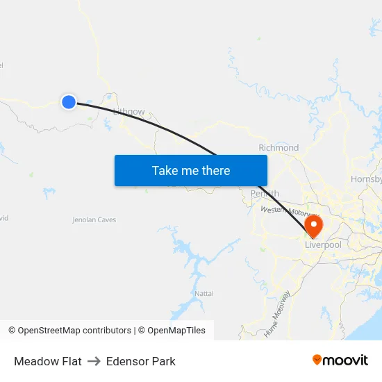 Meadow Flat to Edensor Park map