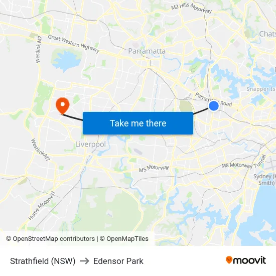 Strathfield (NSW) to Edensor Park map