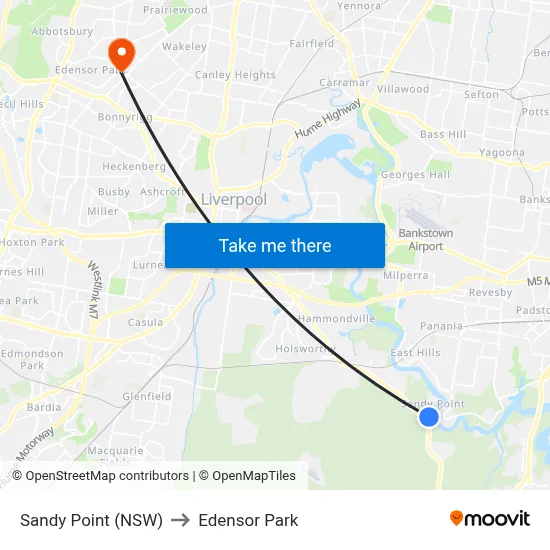 Sandy Point (NSW) to Edensor Park map