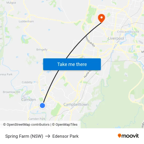 Spring Farm (NSW) to Edensor Park map