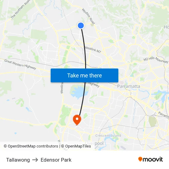 Tallawong to Edensor Park map