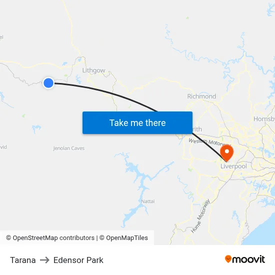 Tarana to Edensor Park map