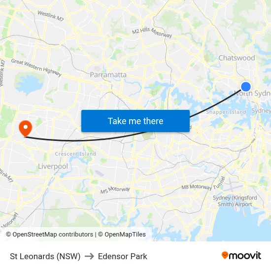 St Leonards (NSW) to Edensor Park map