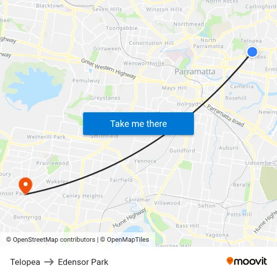 Telopea to Edensor Park map