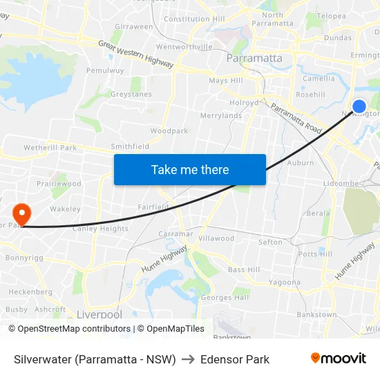 Silverwater (Parramatta - NSW) to Edensor Park map