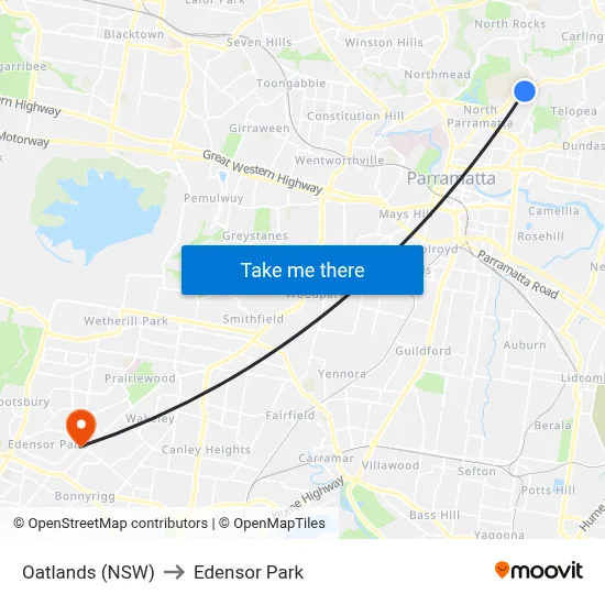 Oatlands (NSW) to Edensor Park map