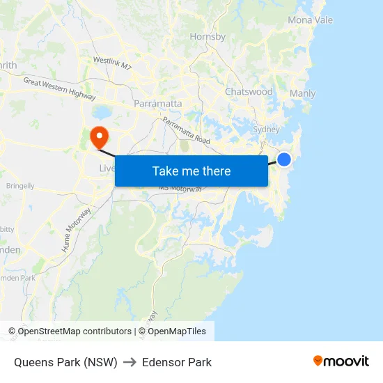 Queens Park (NSW) to Edensor Park map