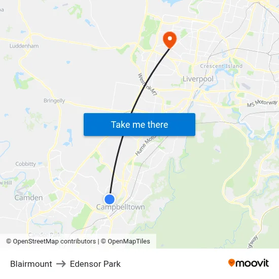 Blairmount to Edensor Park map