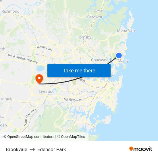 Brookvale to Edensor Park map