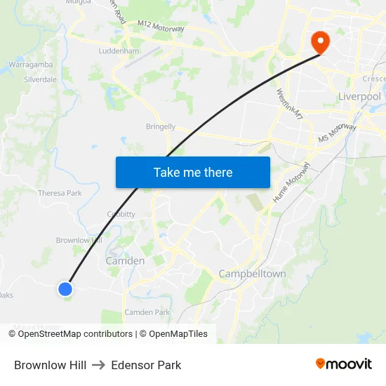 Brownlow Hill to Edensor Park map
