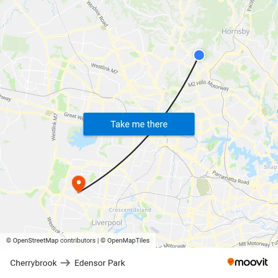 Cherrybrook to Edensor Park map