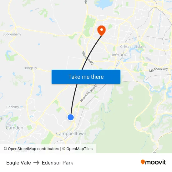 Eagle Vale to Edensor Park map